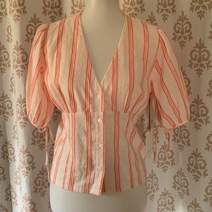 The Good Jane Cantaloupe Lea Striped Top S/M? NWT